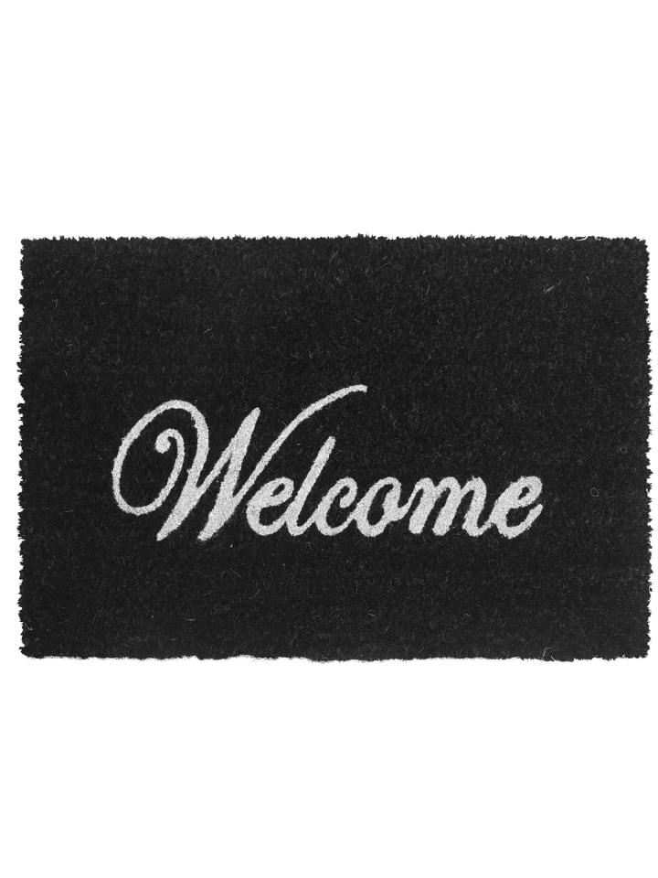 Fußmatte "Welcome" in Schwarz/ Weiß - 60 x 40 cm