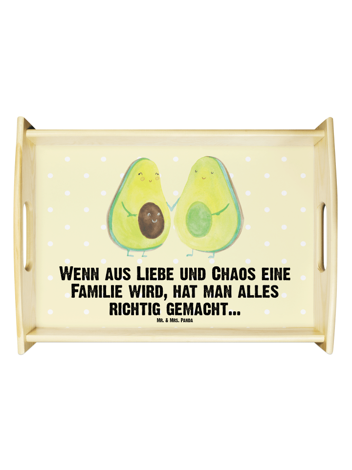 Servierplatte Avocado Pärchen mit Spruch in Gelb Pastell
