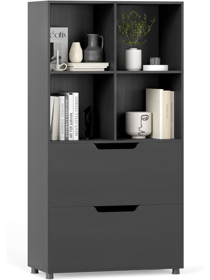 4-Würfel Bücherregal 70 x 33,5 x 130 cm in Schwarz