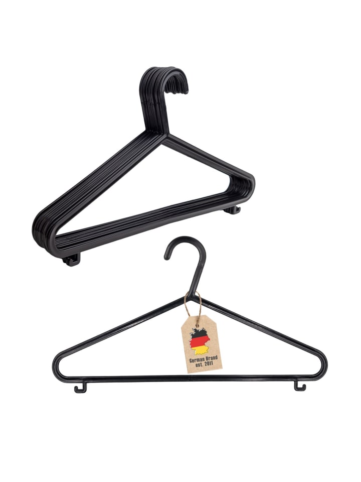 Kleiderbügel mit Hosensteg 36 x 1 x 15 cm in Schwarz (10 Stück)