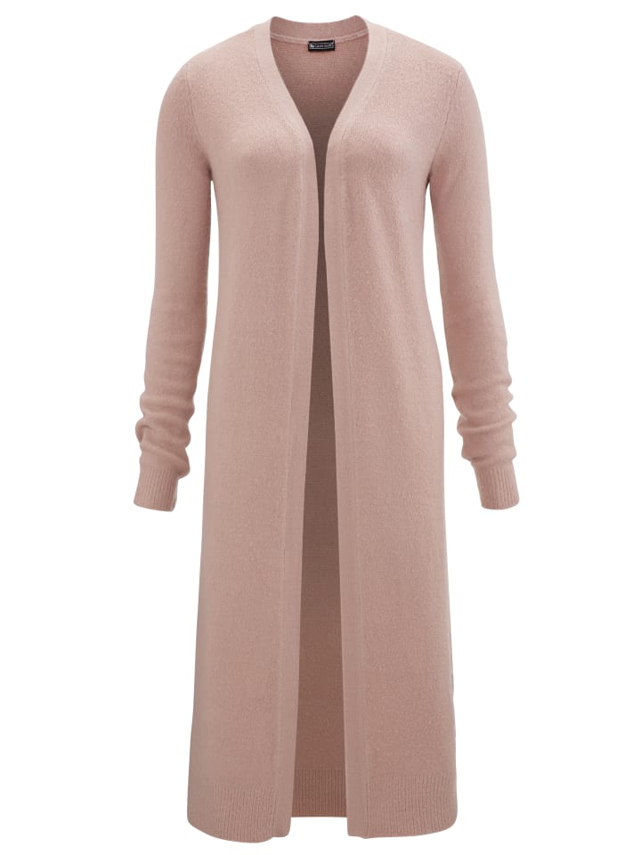 Longstrickjacke in rosa-melange