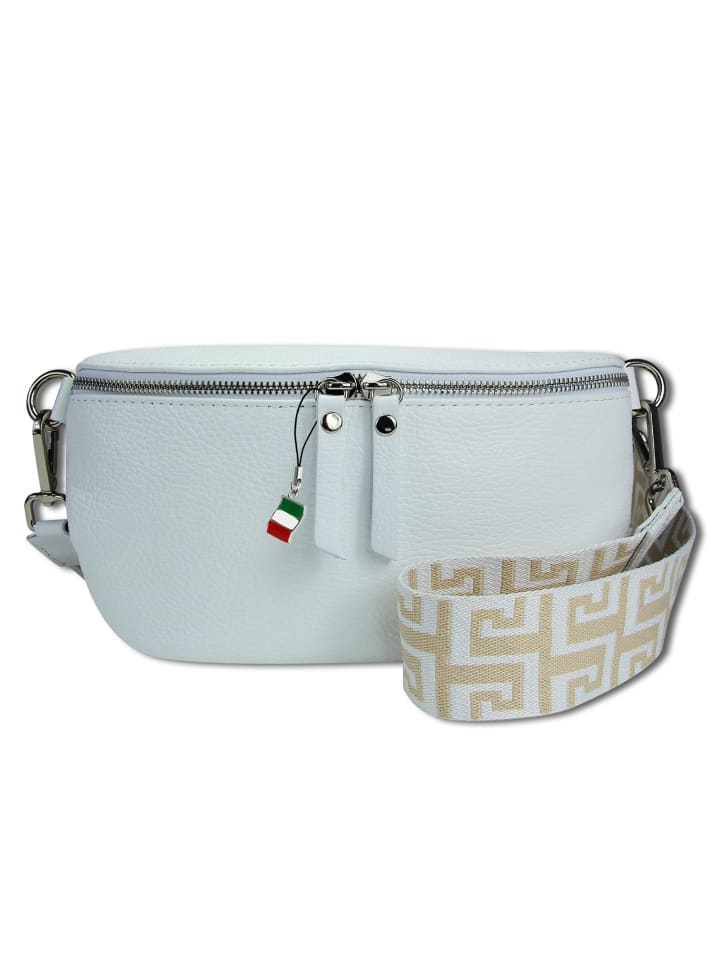 Gürteltasche Leder weiß, mehrfarbig ca. 25cm