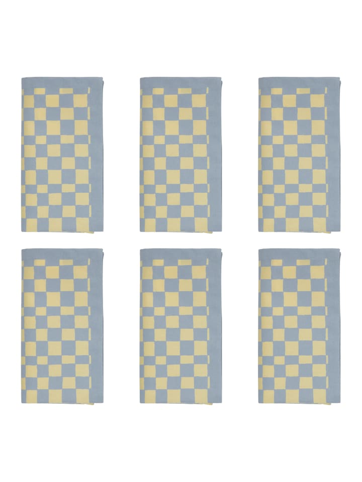 Butlers Serviette CHECKER STYLE 6er-Set in Hellblau