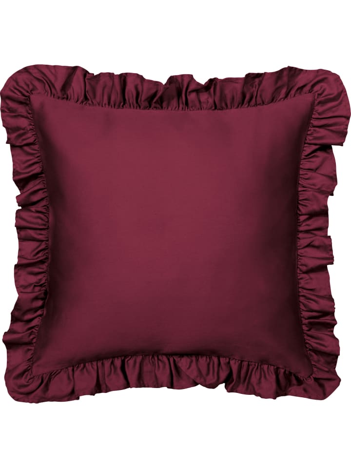 Mako-Satin Kuschelkissenbezug mit Volant Landshut in weinrot