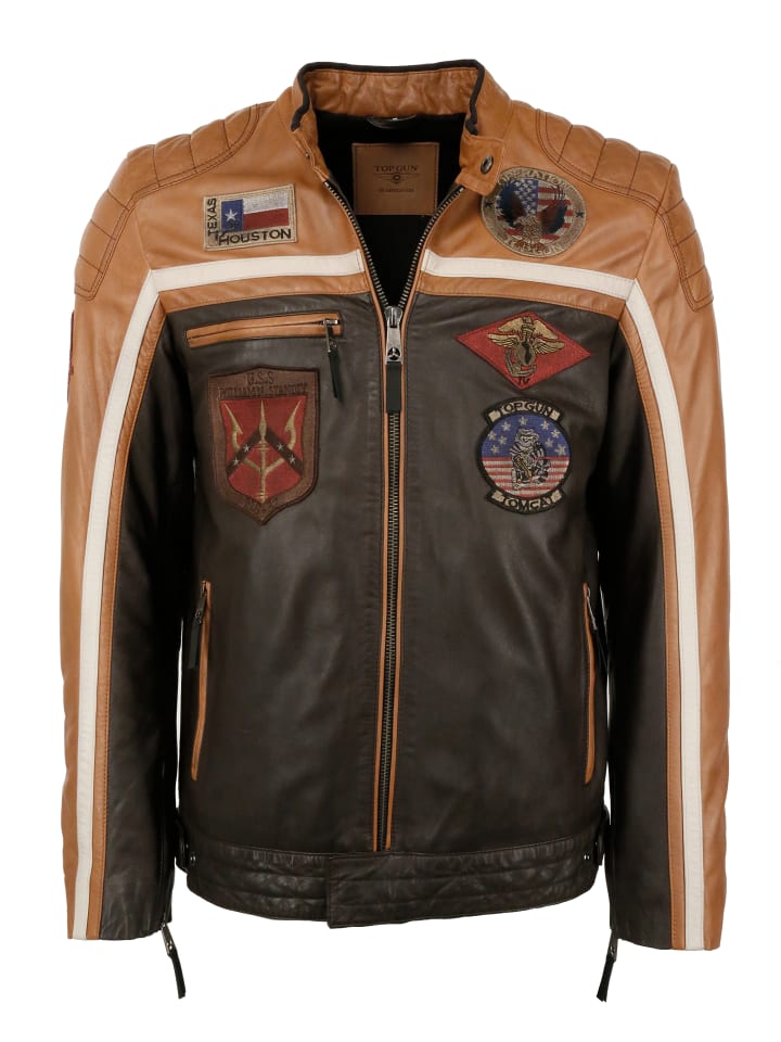 Lederjacke 31024850 in dunkelbraun/cognac