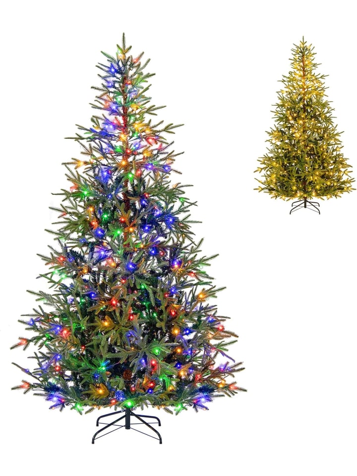 210 cm Künstlicher Weihnachtsbaum mit Beleuchtung in Grün