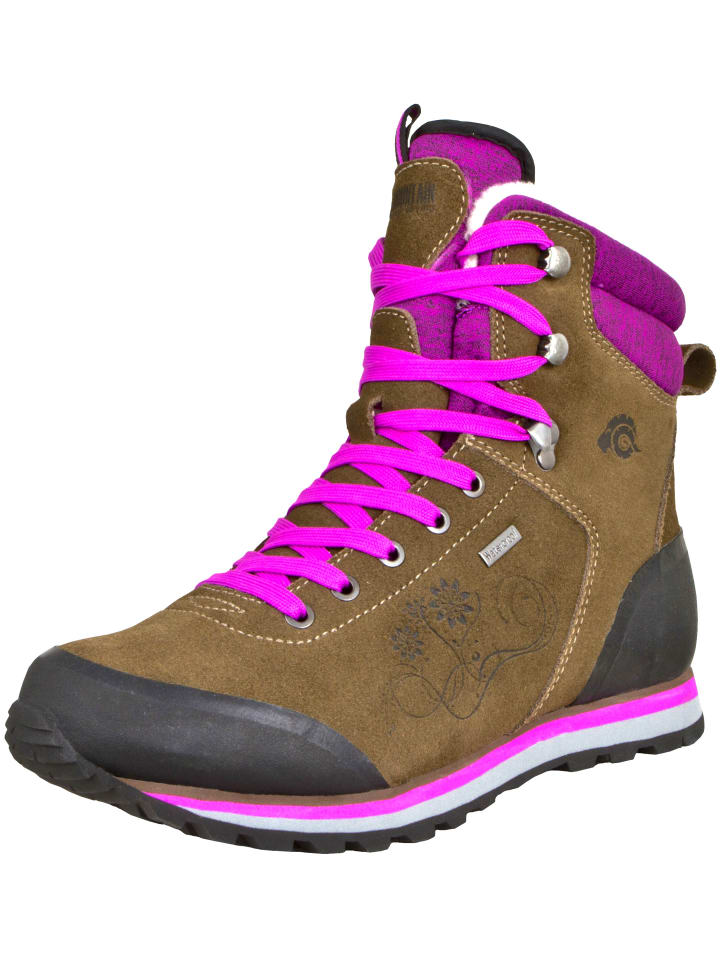 Wanderstiefel gefüttert in Braun-Lila