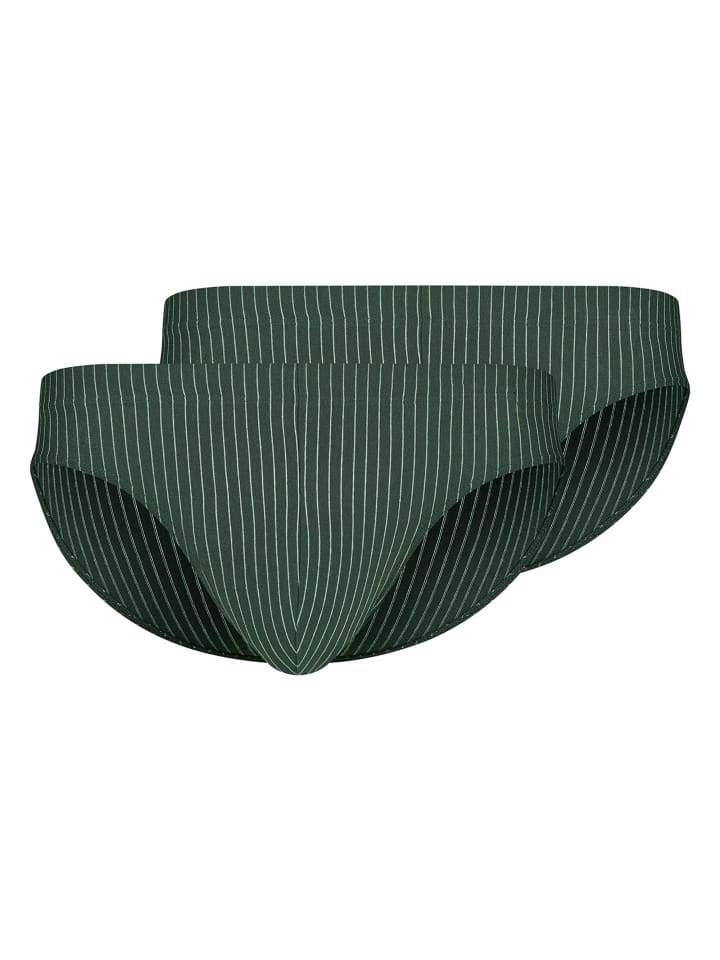 Slip 2er Pack in Olivgrün/Weiß