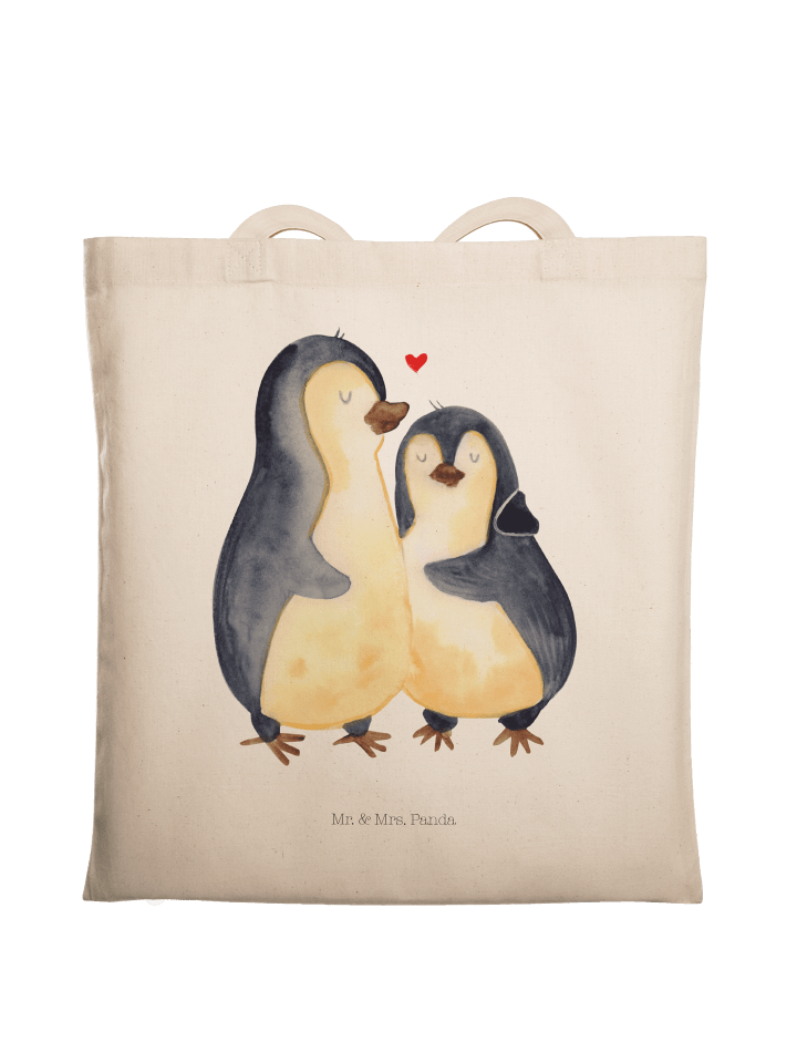 Büchertasche Pinguin umarmen ohne Spruch in Creme