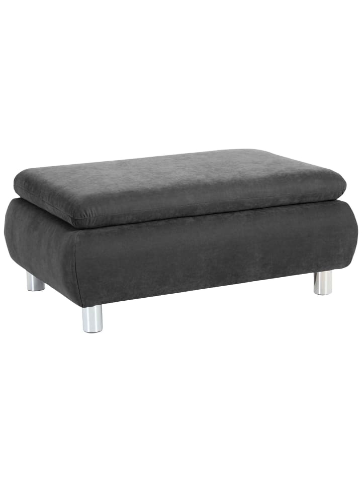 HOCKER Kaye Bezug Veloursstoff Metallfuß verchromt / anthrazit
