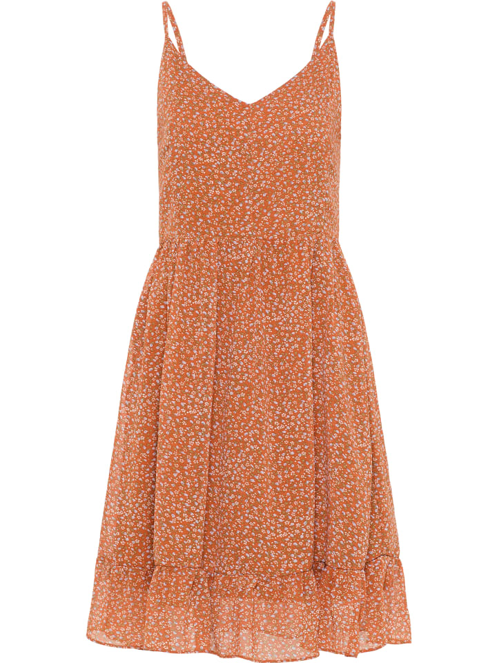 Damen Kleid in Orange Mehrfarbig