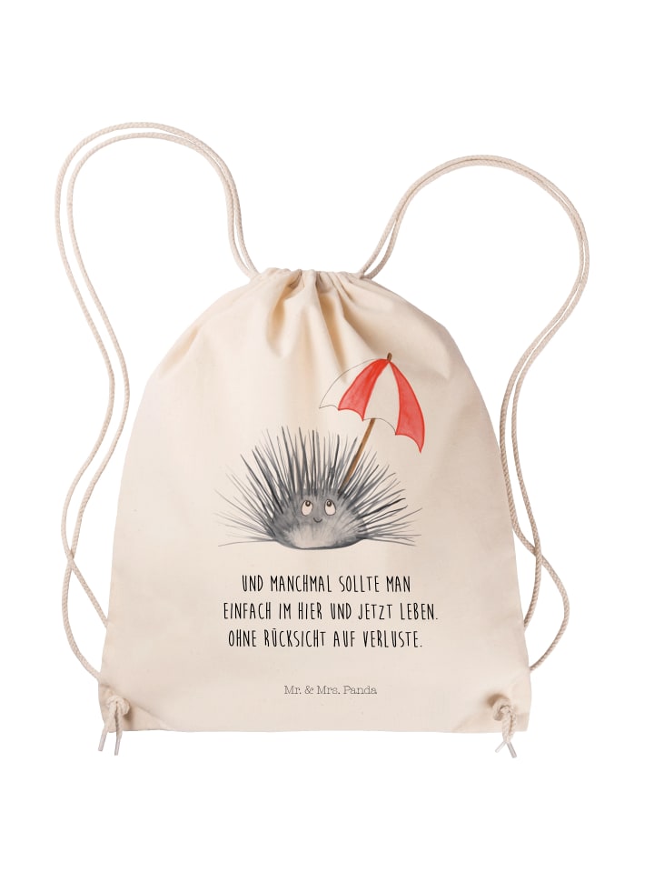 Stoffbeutel Seeigel mit Spruch in Creme