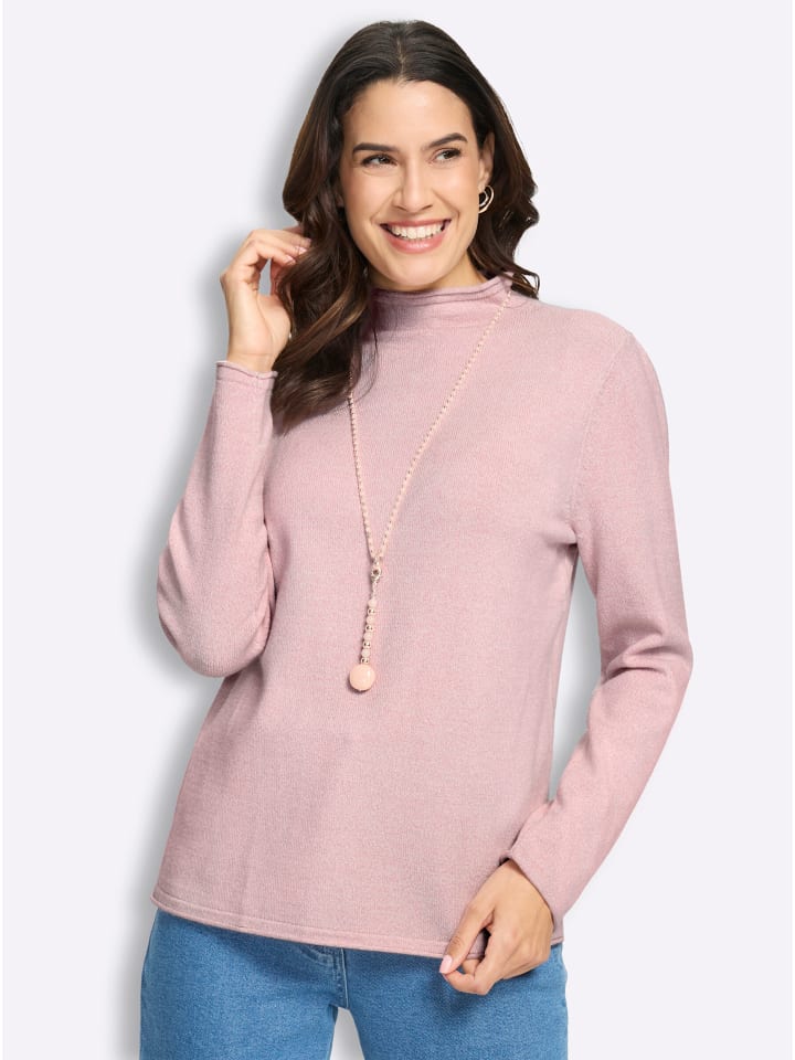 Feinstrick-Pullover in hortensie-meliert