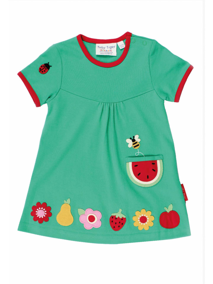 Kleid mit Früchte Applikation in bunt