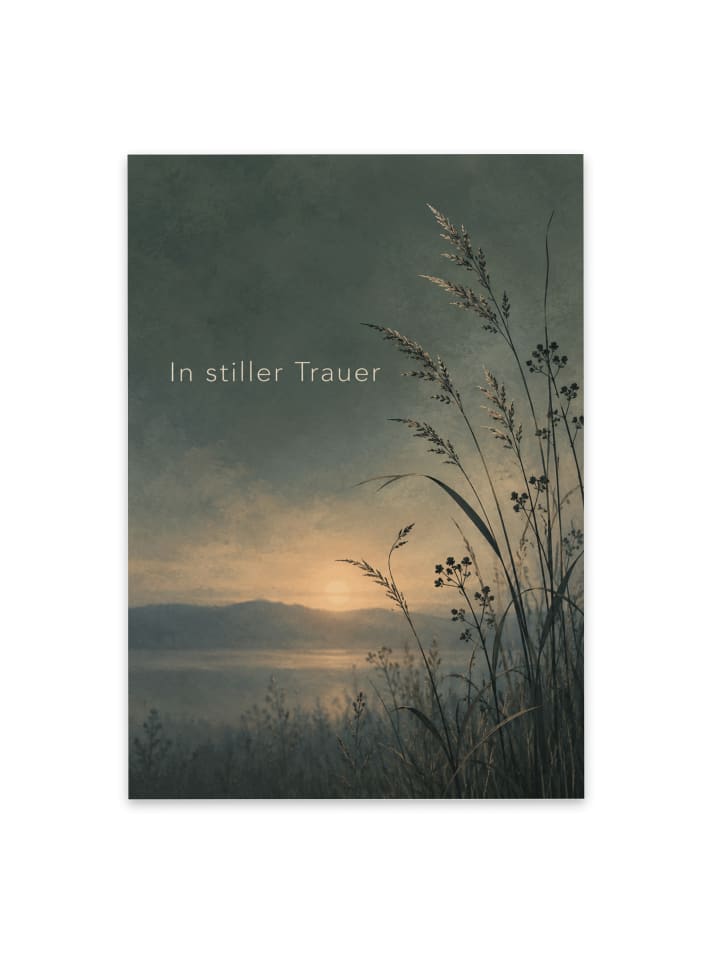 Trauerspruchkarte Gras poetisch Design mit Spruch in Weiß