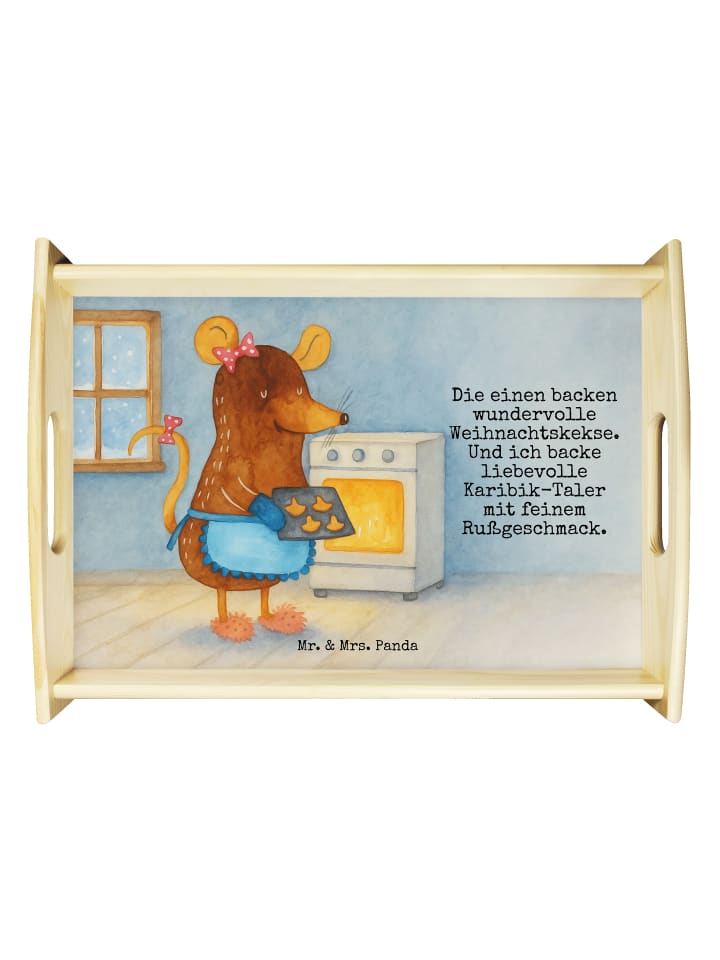 Tablett Maus Kekse Design mit Spruch in Weiß