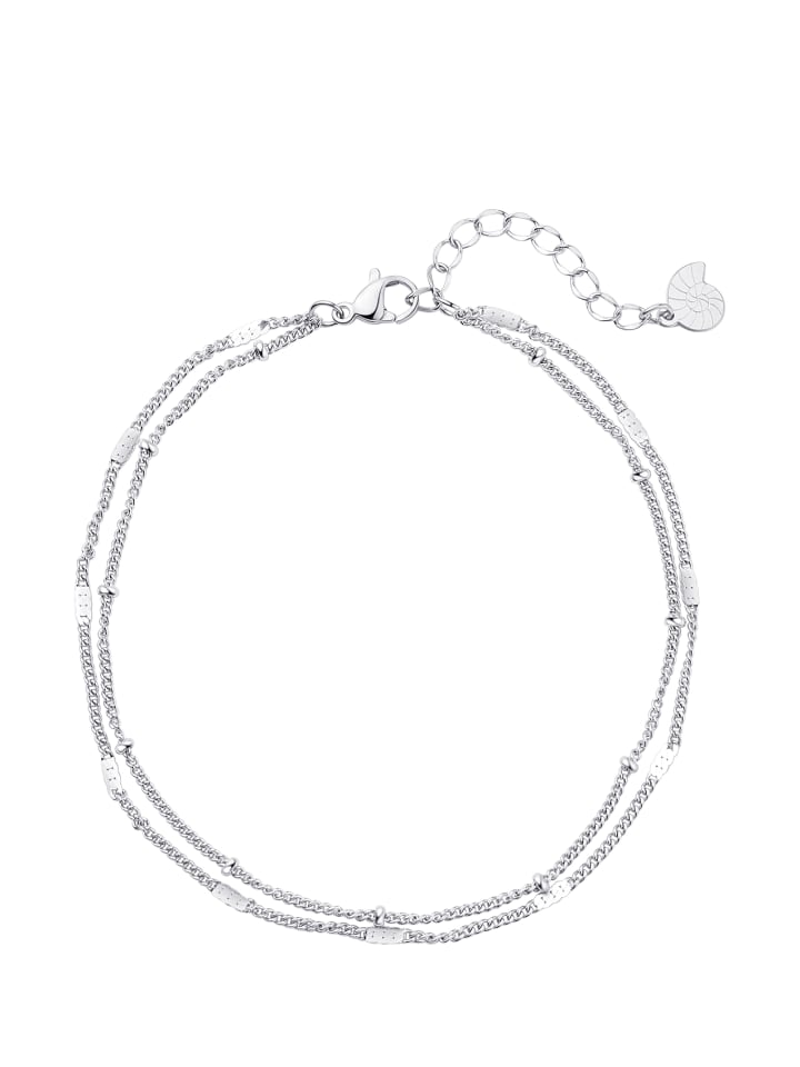 Fußkette Doppelreihig Edelstahl in Silber - (L) 20-25 cm