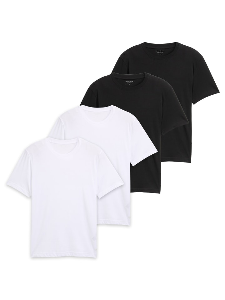 T-Shirt 4er Pack in Weiß/Schwarz
