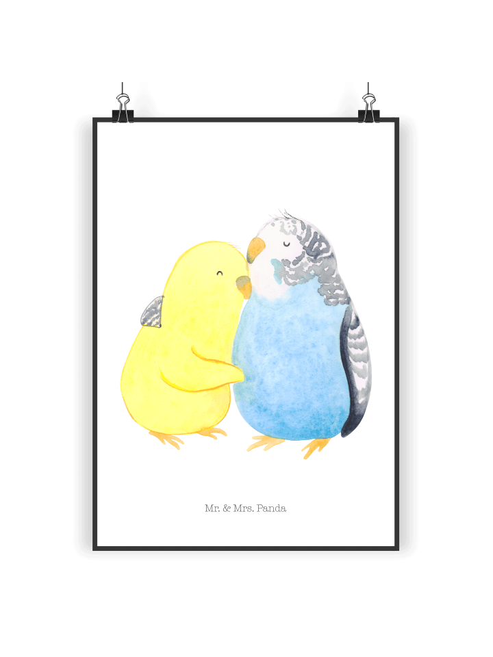 Plakat Wellensittich Liebe ohne Spruch in Weiß