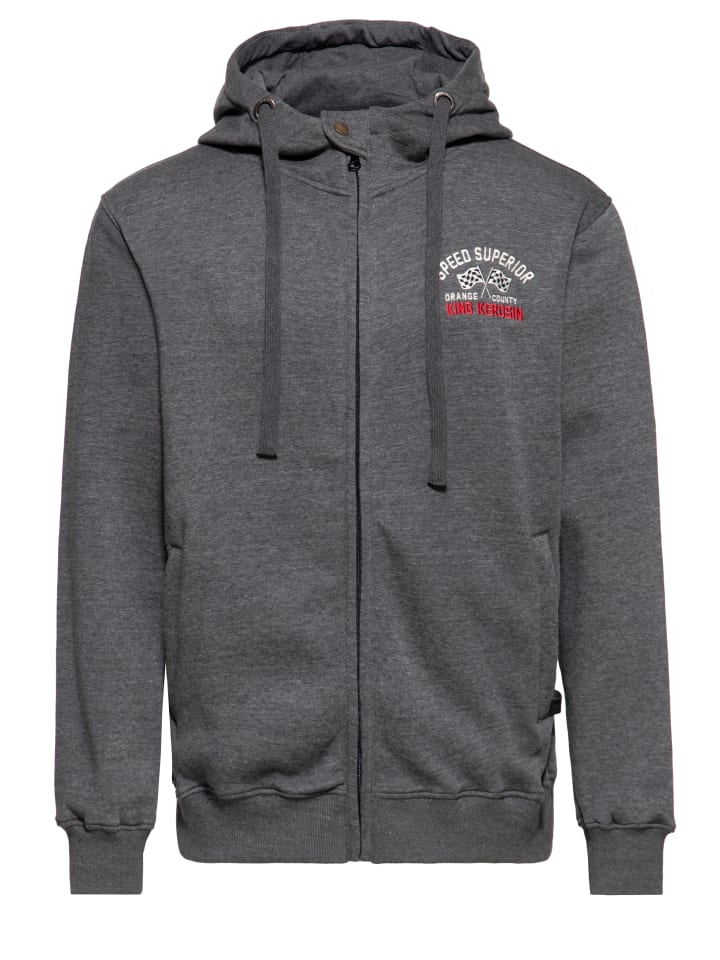 King Kerosin Zip Hoodie Speed Superior in grau