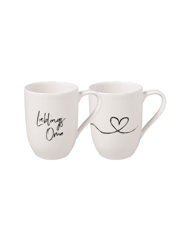 2er Set Kaffeebecher Lieblingsoma Statement in Weiß 280 ml