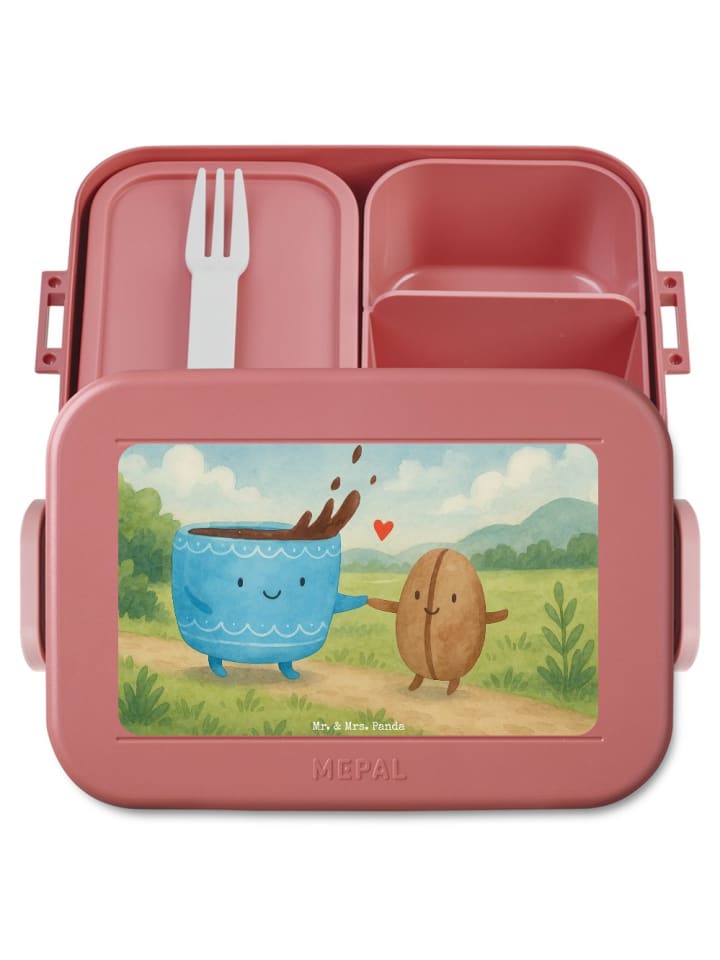 Bento Box Kaffee Bohne Design ohne Spruch in Rot Pastell