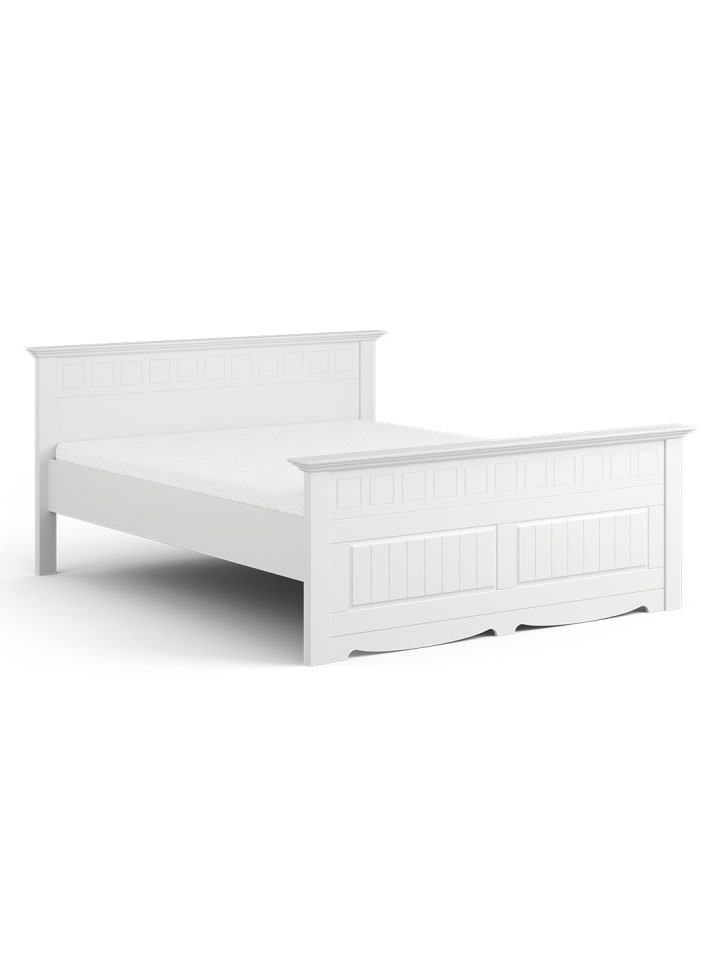 Bett Belluno Elegante Kiefer weiß lackiert 160 / 214 / 95cm