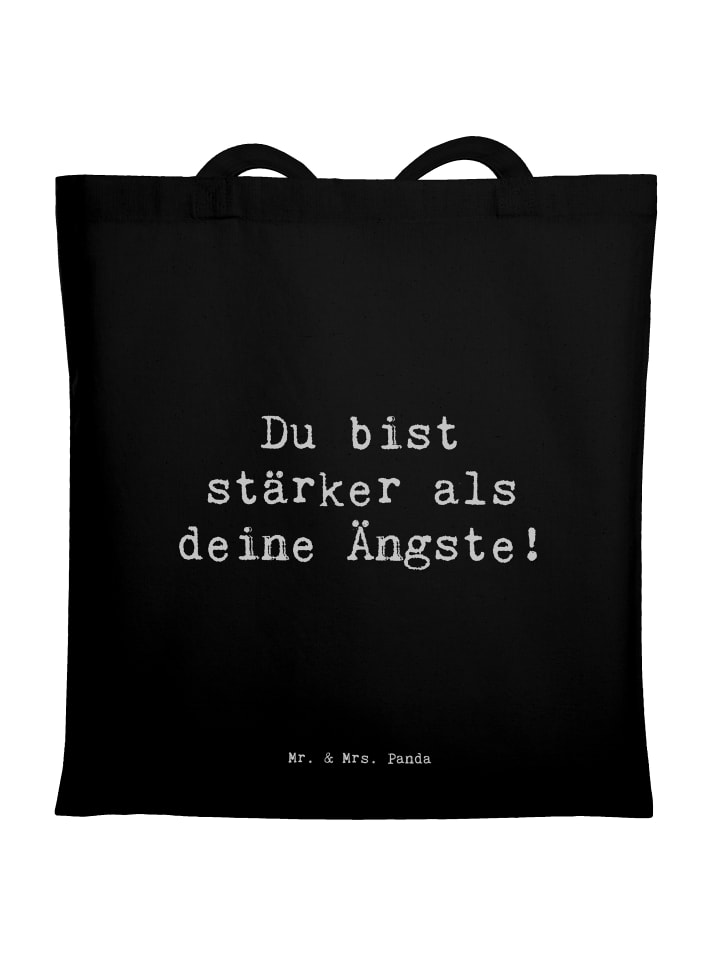 Tote Bag Spruch Angst überwinden mit Spruch in Schwarz