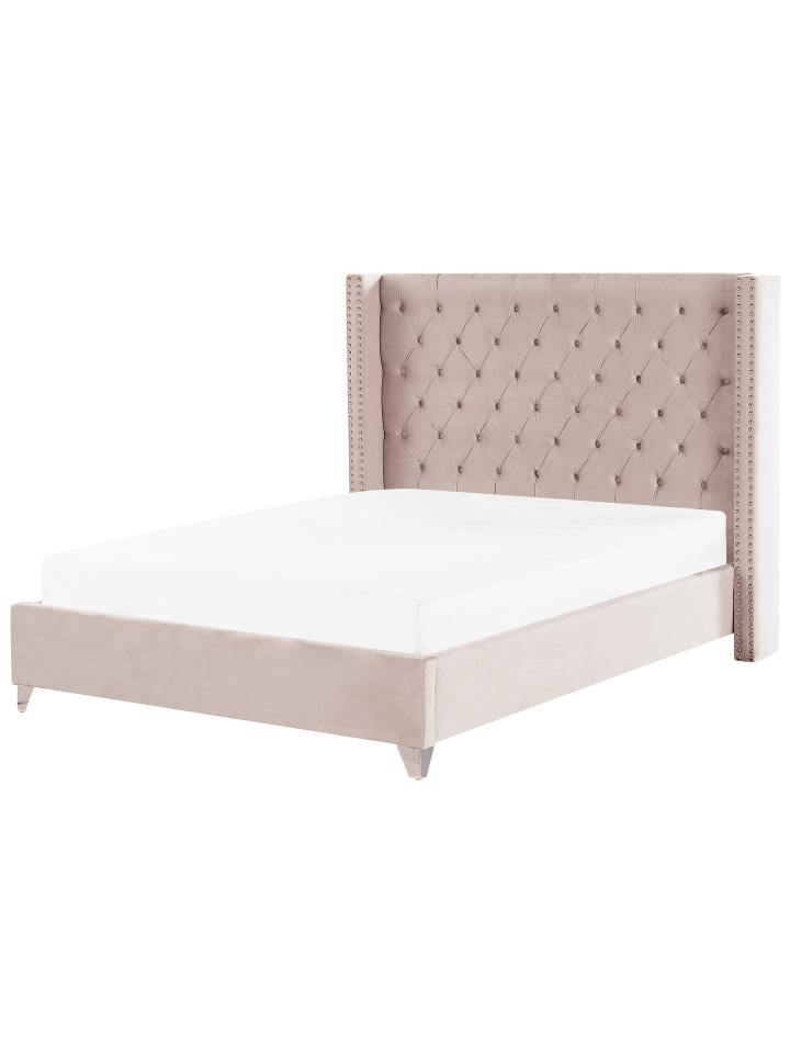 2-tlg Doppelbett LUBBON in Rosa/Silber