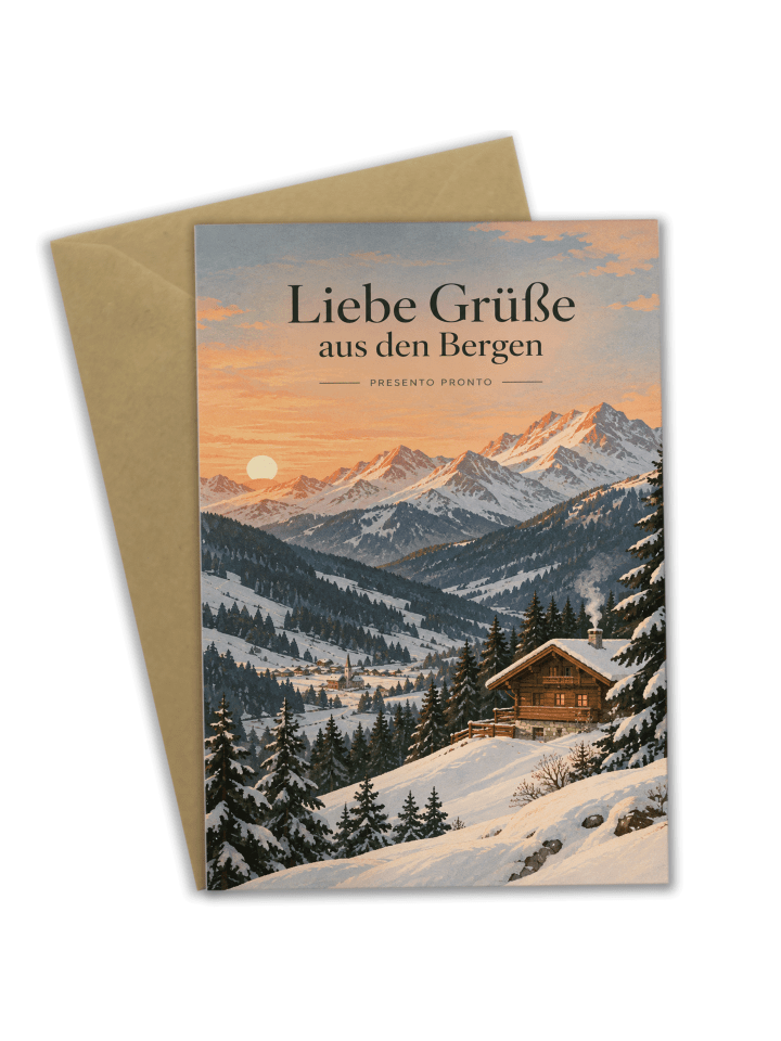 Klappkarte Berg alpin Design mit Spruch in Weiß