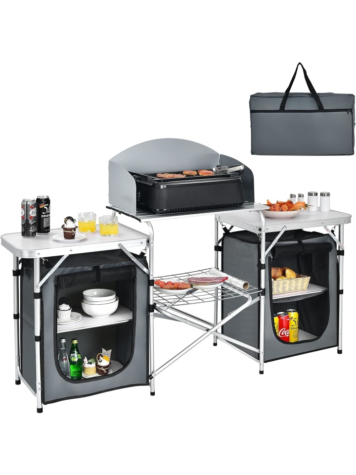 Campingküche faltbar in Grau