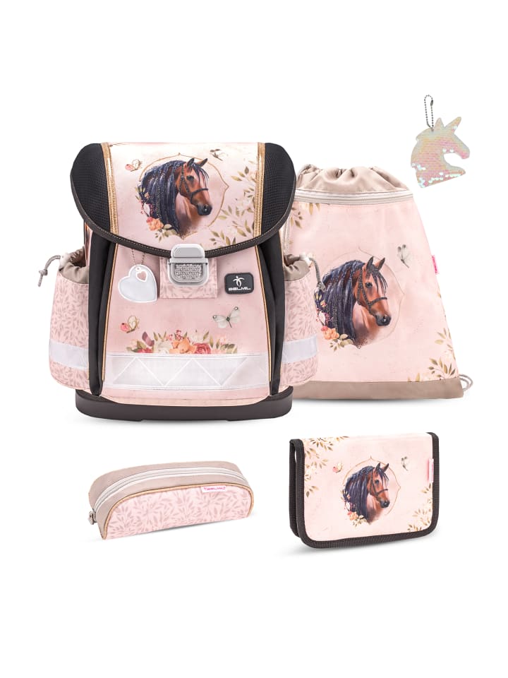 Classy Horse Chestnut Schulranzen Set 5 teilig mit extra Schlüsselanhänger