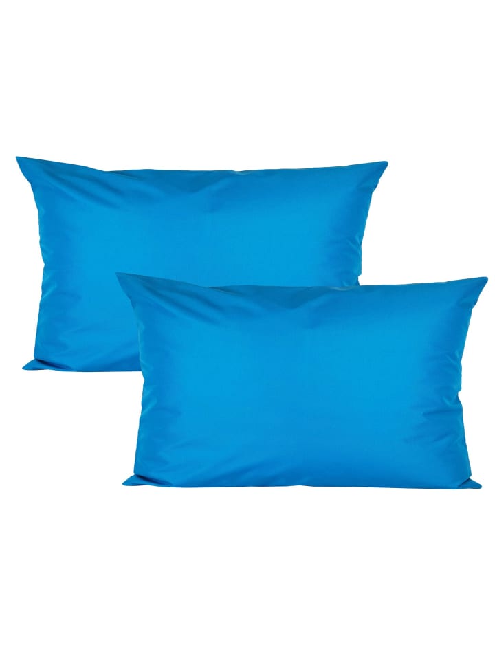 2er Set Outdoor Kissenhülle 30x50cm Uni in Meerblau