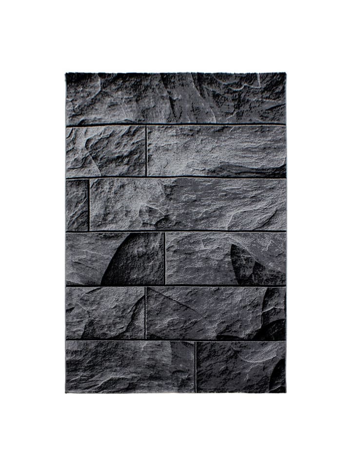 Kurzflor Teppich Paolo in Schwarz