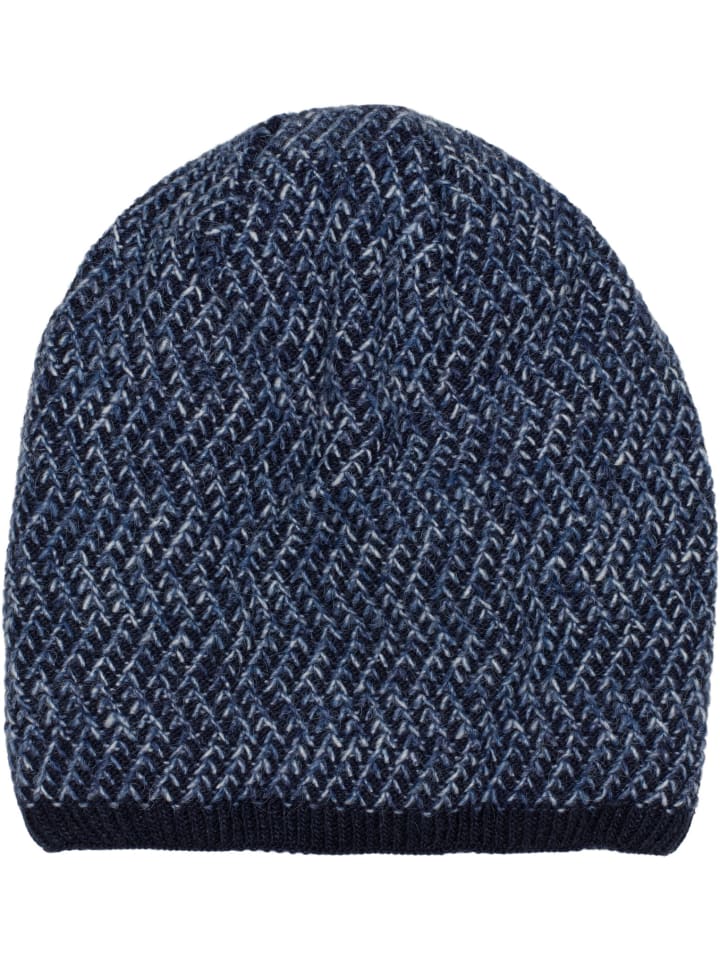 Strick Beanie Mütze in Dunkelblau-Blau