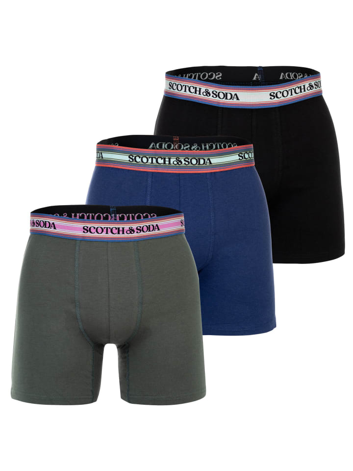 Boxershort 3er Pack in Schwarz/Grün