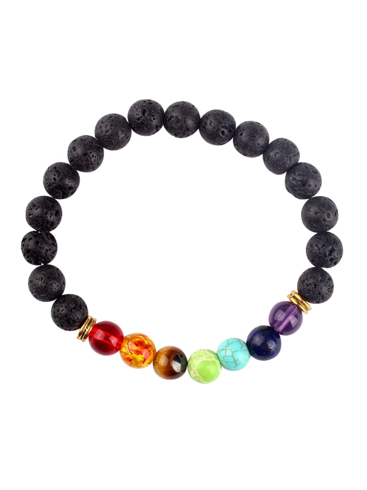 Yoga-Armband - Vulkansteine in Schwarz
