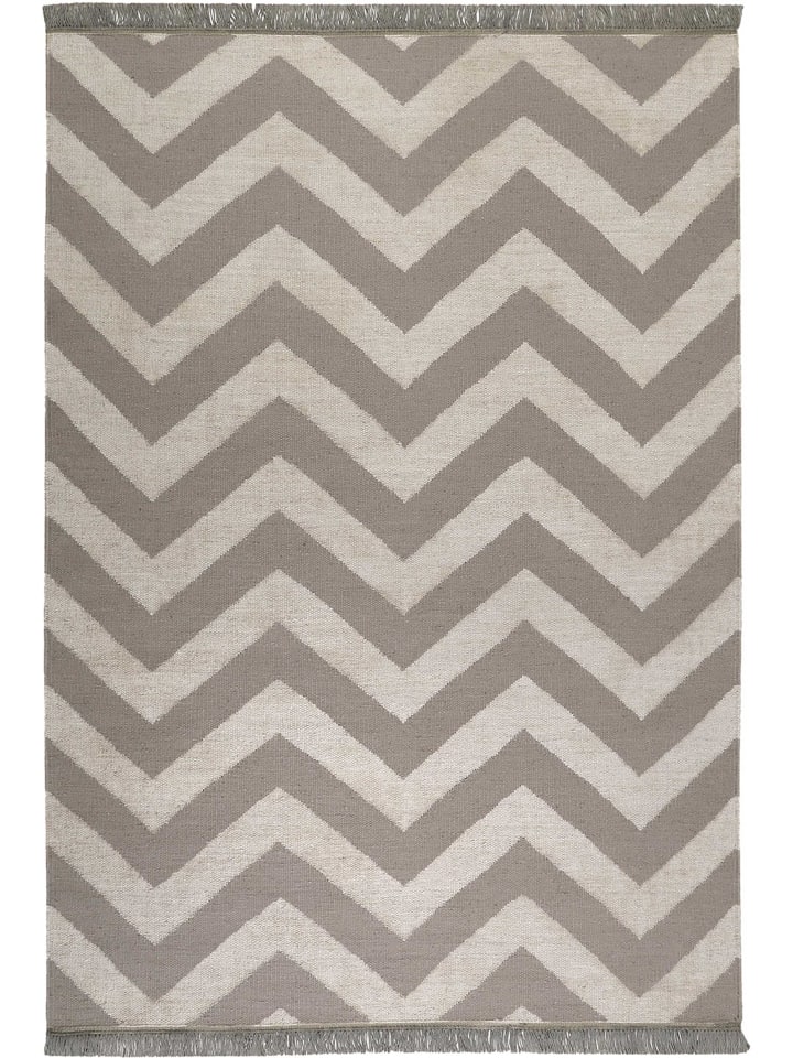 Teppich "Zig-Zag" in Natur/Grau-beige
