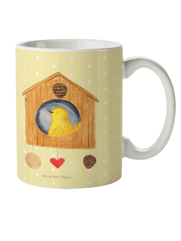 Kinderpott Vogel Haus ohne Spruch in Gelb Pastell