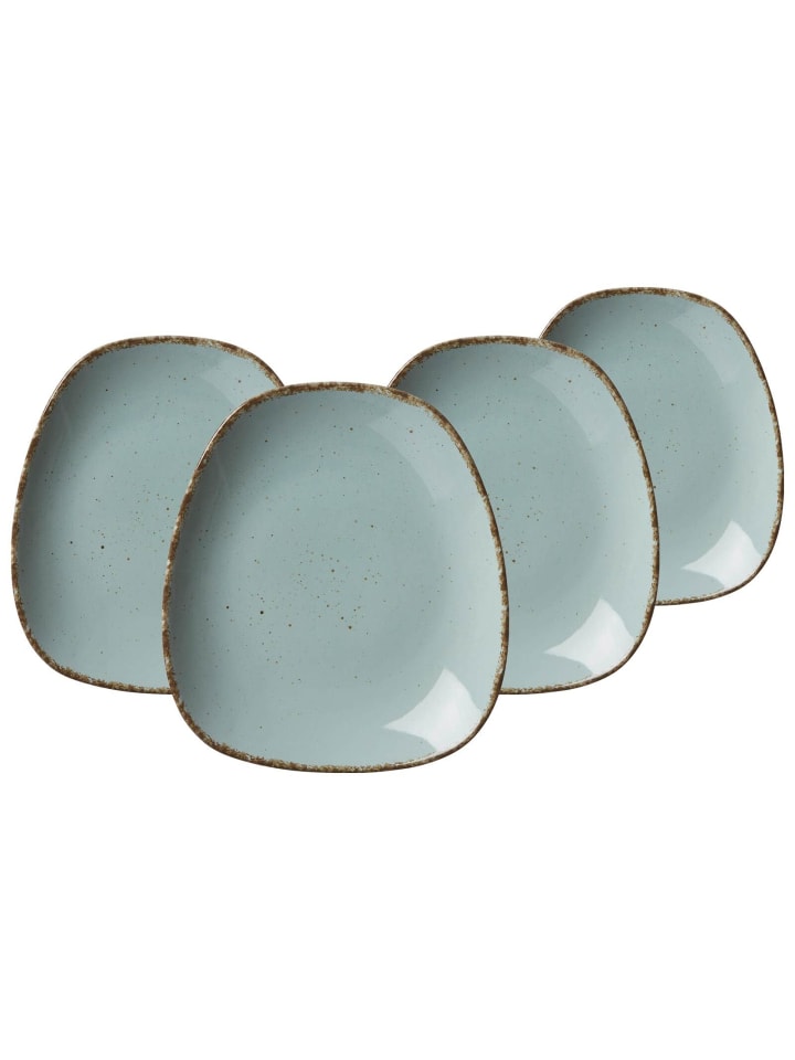 4er Set Dessertteller Casa in Blau 22,5 x 20 cm