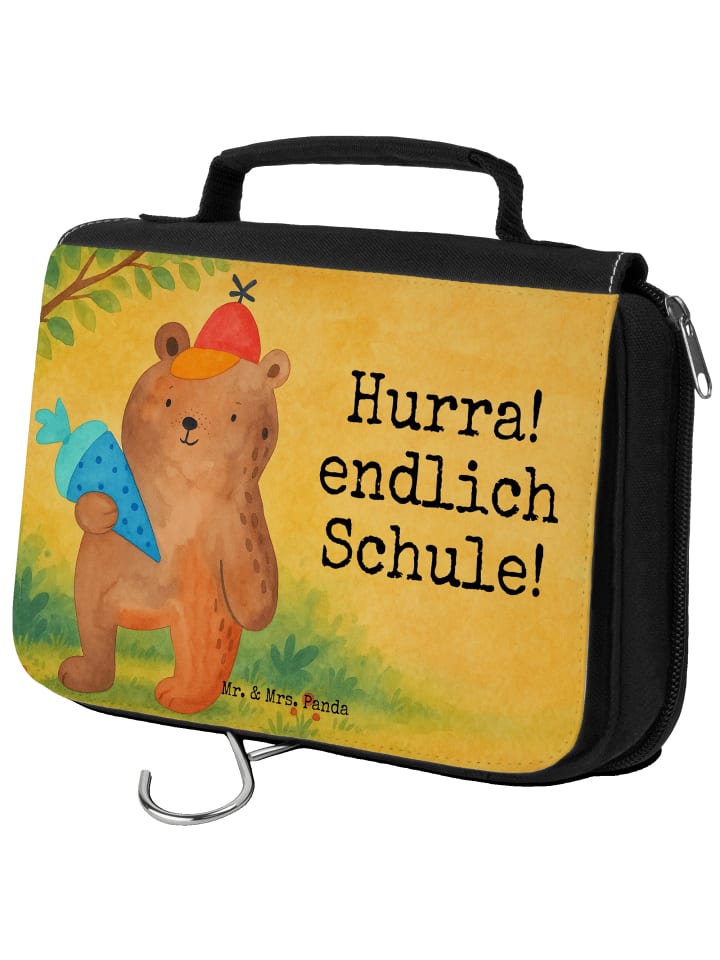 Toiletry Bag Bär Schultüte Design mit Spruch in Weiß