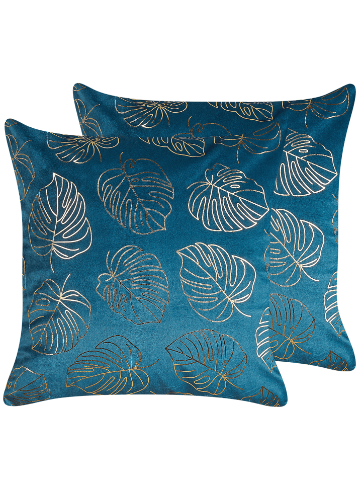 2er-Set Dekokissen DELICIOSA in Blau/Gold