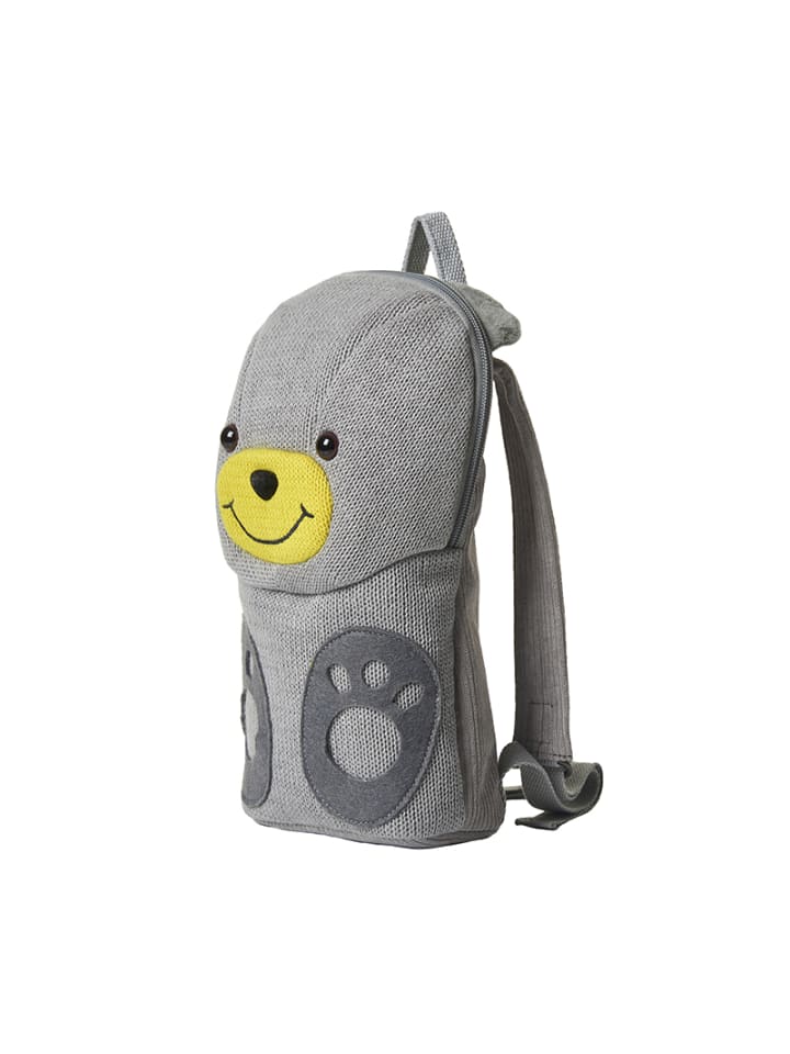 Rucksack mit Teddybär in Grau und Gelb – (B)19 x (H)31 x (T)10 cm