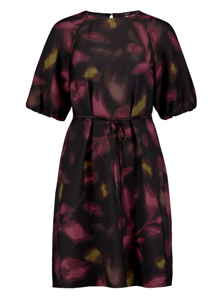 Casual-Kleid mit Bindegürtel in Black/Dark Red