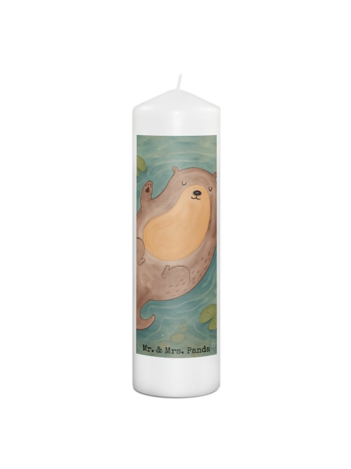 Kerze Otter Umarmen Design ohne Spruch in Weiß