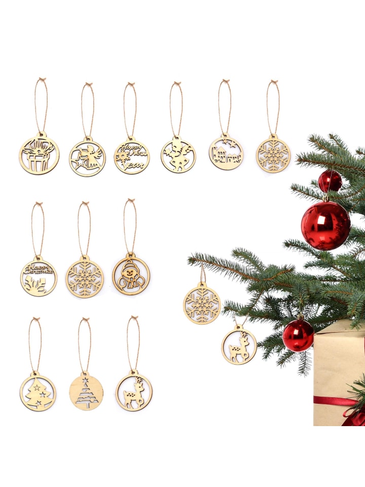Weihnachtsanhänger 12er Set in Braun