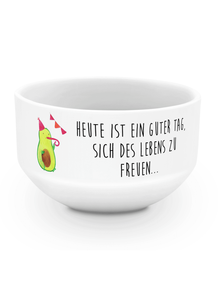 Salatschüssel Avocado Party mit Spruch in Weiß