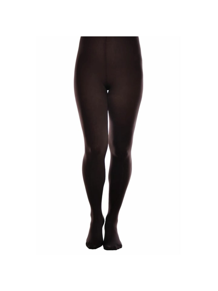 Blickdichte und warm 60 DEN Mikrofaser Strumpfhose ohne Muster in Dunkelbraun
