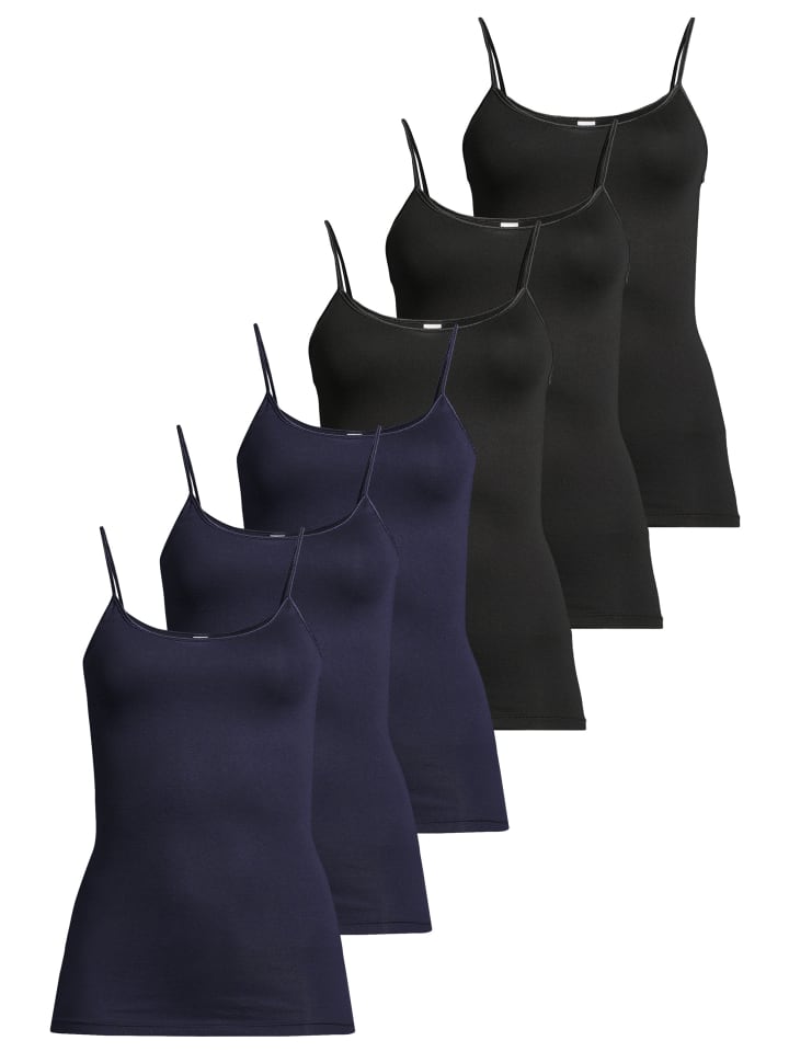 Spaghetti Top Modal in Schwarz / blau