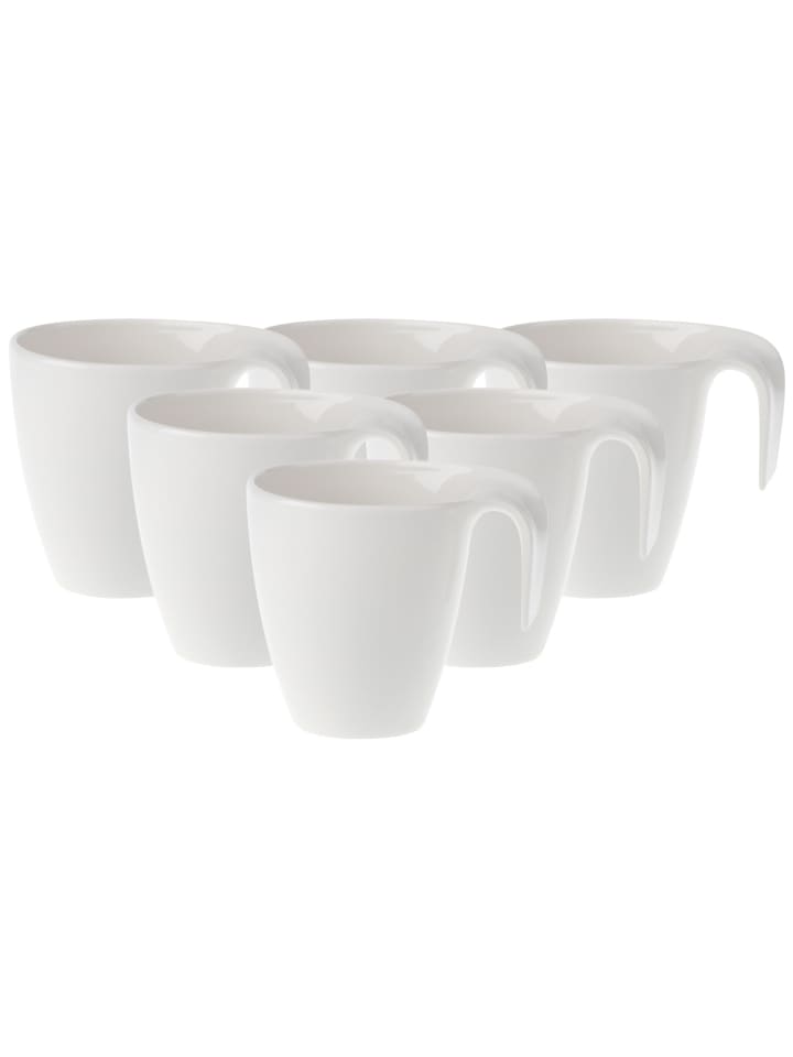 6er Set Kaffeebecher Flow in Weiß 280 ml